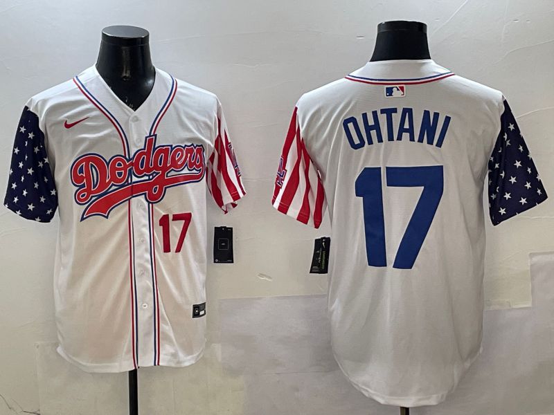 Men Los Angeles Dodgers 17 Ohtani White a generation of national flags Joint name 2025 Nike MLB Jersey style 19